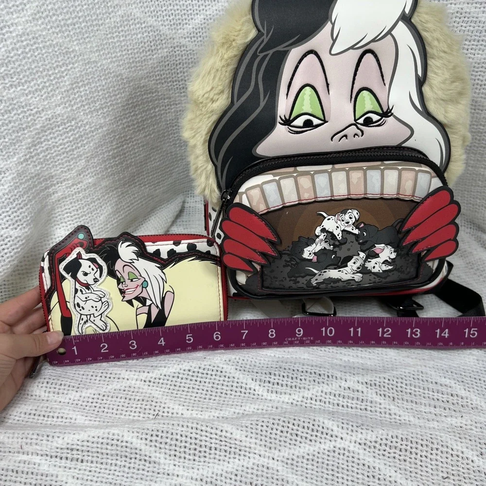 Loungefly Mini Backpack & Wallet Set Women Cruella De Vil Multicolor NEW